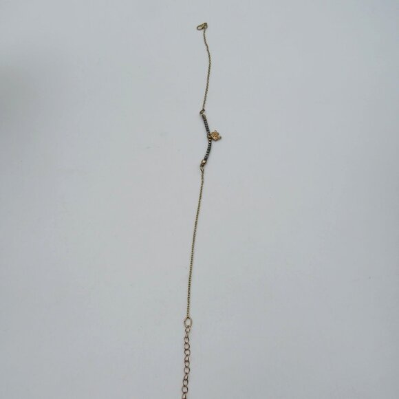 Elephant Charm Necklace 12" Rhinestone Encrusted Silver Tone Metallic Beads - Picture 6 of 8